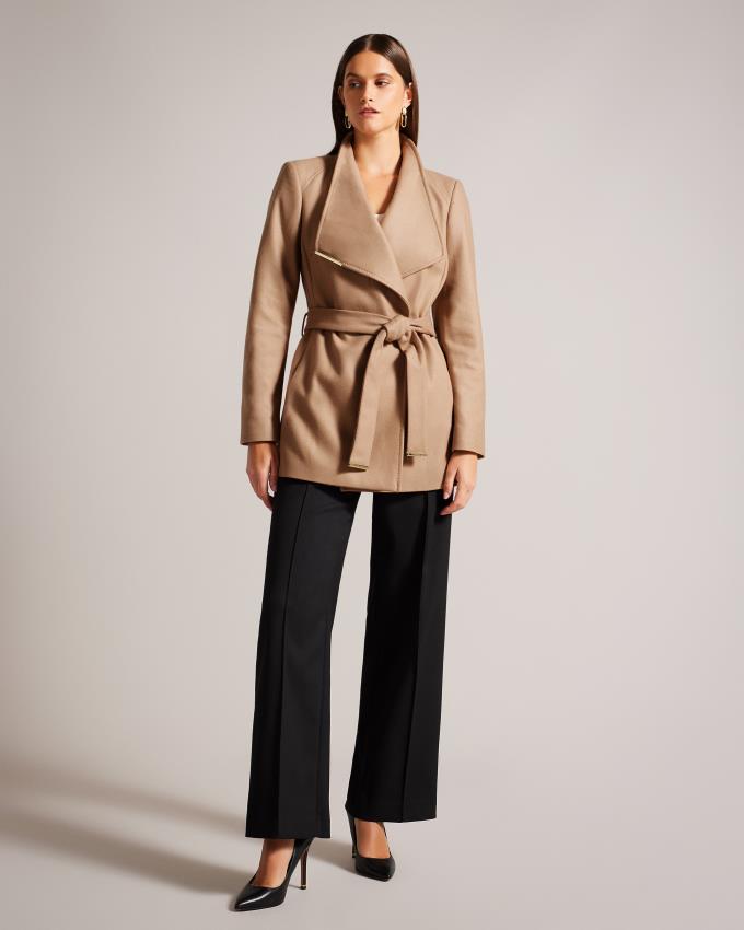 Manteau Ted Baker Wool Wrap Short Marron Femme | UJY-57061021